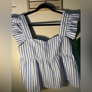 SHEIN ruffle Trim Striped Top